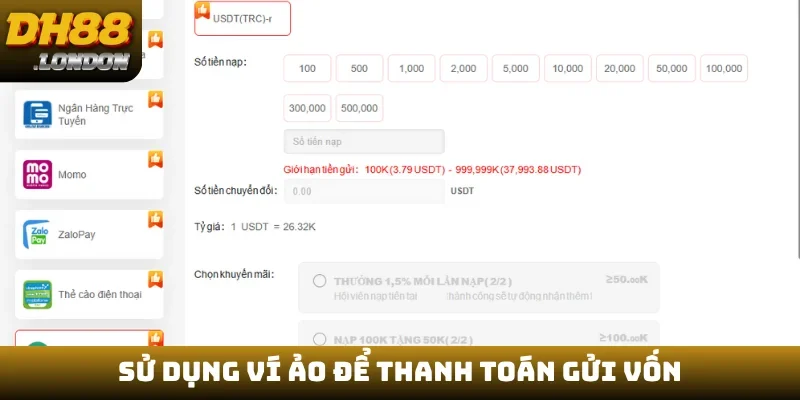 Sử dụng ví ảo để thanh toán gửi vốn